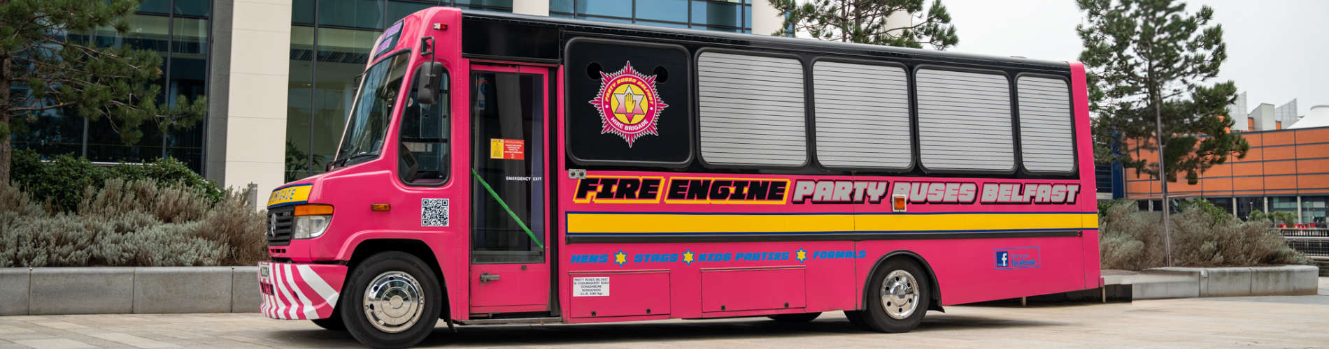 Pink Fire Engine Party Bus Hire in Belfast and Northern Ireland